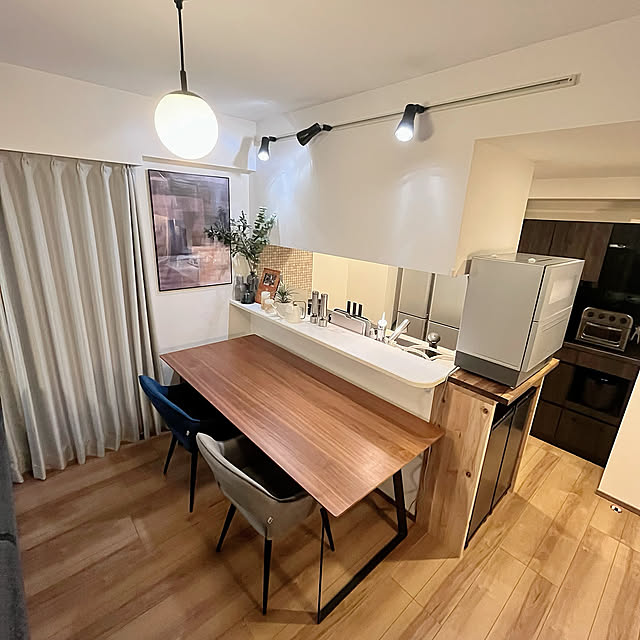 Kitchen,ダイニングテーブル,キッチンカウンター,ダイニング,ナチュラルモダン halupiiigの部屋