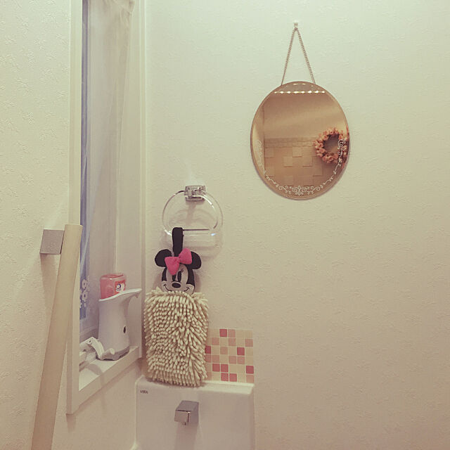 Bathroom,トイレに鏡,姫系,オーバル型,ニトリ,ウォールミラー ryu23naの部屋