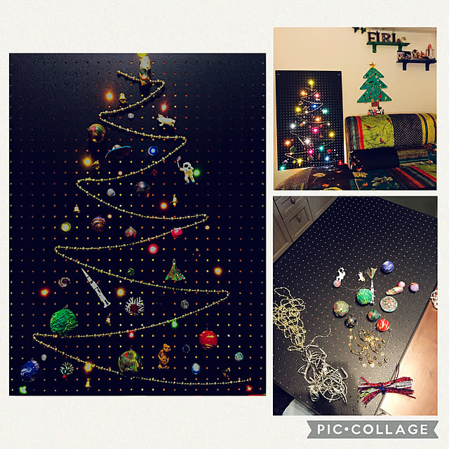 クリスマスディスプレイ,クリスマス2021,パンチングボード,宇宙,DIY,クリスマスツリー,On Walls,手作りクリスマスツリー,有孔ボード DIY,有孔ボード spacecat_369の部屋