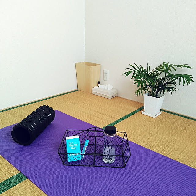 Bedroom,収納,水分補給,イオンウォーター,ポカリのまなきゃ,ポカリフォト,和室,たたみの部屋,ヨガマット,筋膜リリース,IKEA,ゴミ箱,テーブルヤシ DAISO,seria,植木鉢セリア,3COINS雑貨 mintの部屋