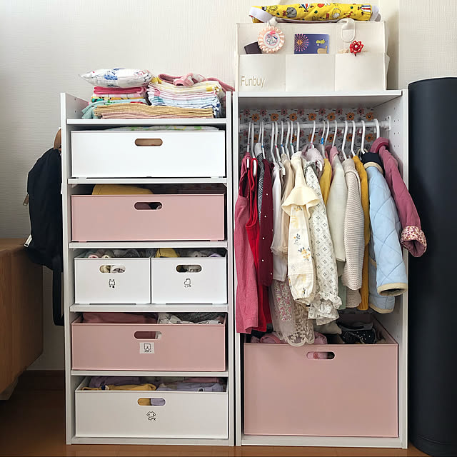 子供服収納,オムツストッカー,子供の収納,Nインボックス,カラーボックス,ニトリ,ナチュラル,My Shelf nao3_7o3の部屋