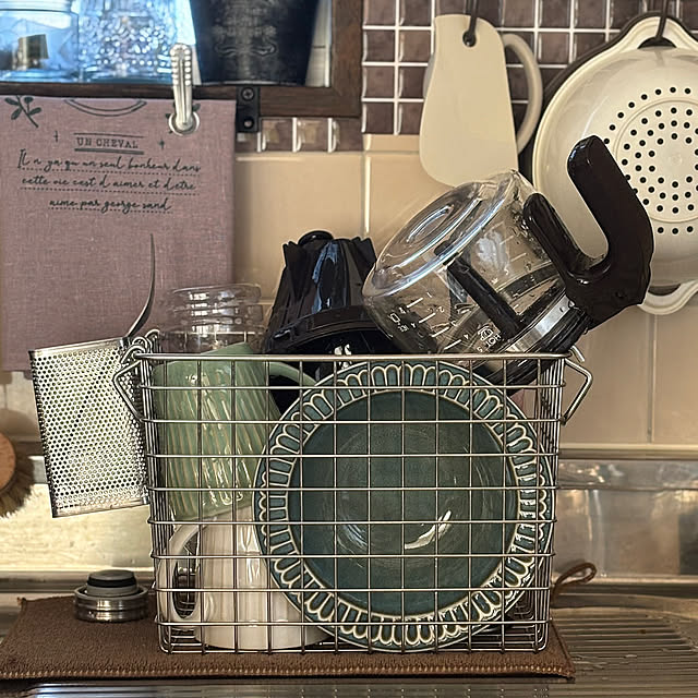Kitchen,洗いかご代わり,洗いかご,無印良品,雑貨,賃貸インテリア,雑貨屋さんみたいに飾りたい♪,ふたり暮らし,築古賃貸アパート,築古を魅力に canetteの部屋