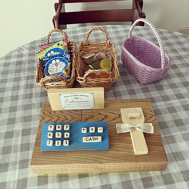 雑ですみません（´-`）,レジスター,お菓子屋さん,再利用,100均,子供のいる暮らし,捨てるものをリメイク,My Shelf,空き箱,かまぼこ板 chunpinaの部屋