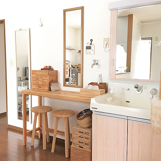 Lounge,古道具,小引き出し,シンプルな暮らし,シンプル,洗面台,ドレッサー,鏡,身支度,朝 zuiiの部屋