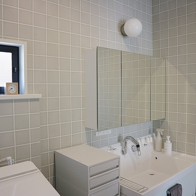 Bathroom,柄物,シンプル,サンゲツ壁紙,サンゲツ フロアタイル,サンワカンパニー,LIXILピアラW900 aya_blueの部屋