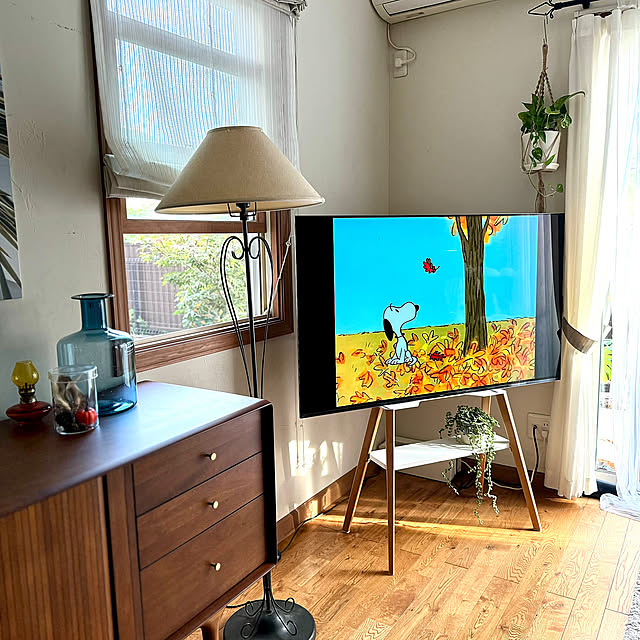 Lounge,サイドボード,テレビスタンドのある暮らし,テレビスタンド,小さなおうち,小さなお家,グリーンのある暮らし,ナチュラルシック,心地よい暮らし,季節を楽しむ暮らし,自然を感じる暮らし,ナチュラルインテリア,テレビ周りをすっきり,テレビ周り模様替え,テレビ周り,テレビ台 67の部屋