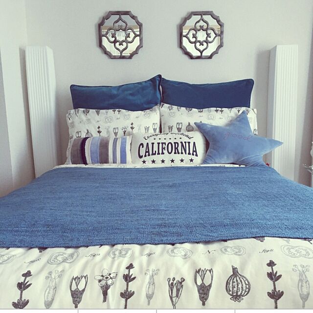 Bedroom,ミラーパネル,マリンスタイル,カリフォルニアが大好き,一人暮らし,IKEA,賃貸マンション sweetieの部屋