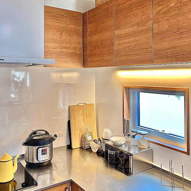 Kitchen,コーヒーのある暮らし,壁付キッチン,ステンレスキッチン,コの字ラック,キッチン収納 Echoの部屋