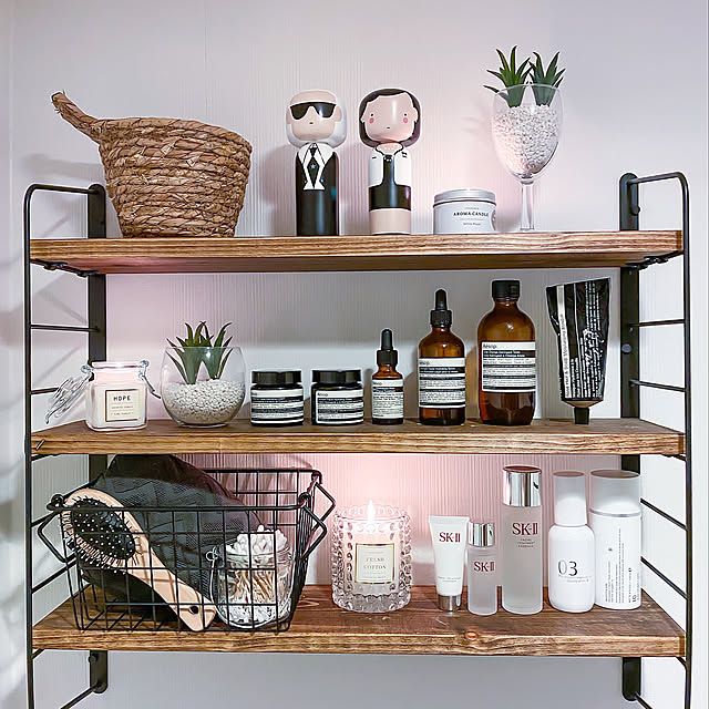 イソップ aesop,シェルフ 棚,2020.8.27,スキンケア収納,海外インテリア,海外インテリアに憧れる,コメントお気遣いなく(⁎ᴗ͈ˬᴗ͈⁎),北欧インテリア,シンプルインテリア,ig→yukimidaifuku27,モノトーンインテリア,みなさんの素敵なインテリアに癒されてます,ホワイトインテリア,いいね、フォロー本当に感謝デス☺︎,シンプルモダン,キャンドルのある暮らし,Bathroom Yukiの部屋