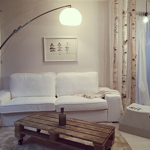Lounge,白樺の木,照明,アンティーク,IKEA,手描きの絵,ハンドメイド Keiの部屋