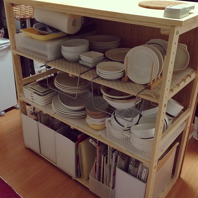 Kitchen,食器,KitchenカウンターDIY,Kitchenカウンター,ニトリ,食器My Shelf,無印良品,キッチンカウンターＤＩＹ,キッチンカウンター Mihoの部屋