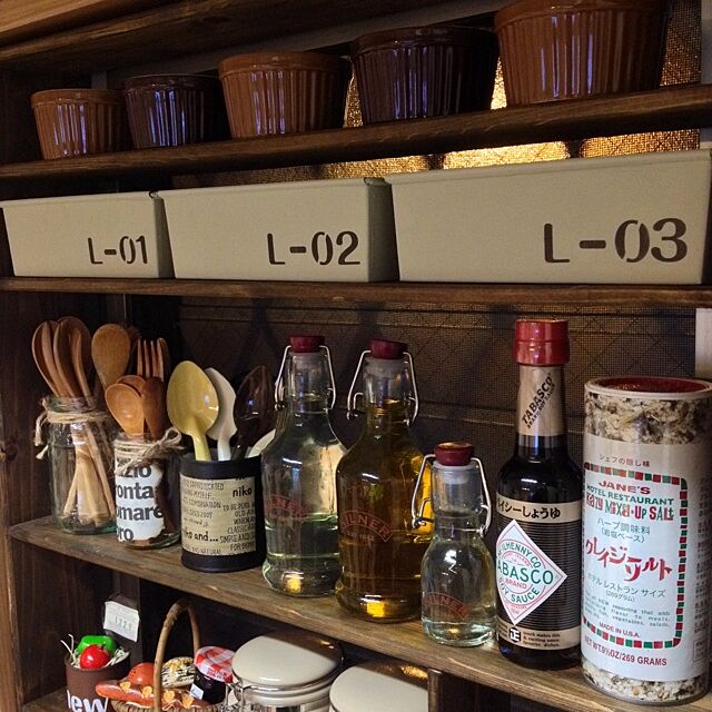 My Shelf,リメ缶,パウンドケーキ型,セリア,DIY,調味料棚,ステンシル tomoの部屋