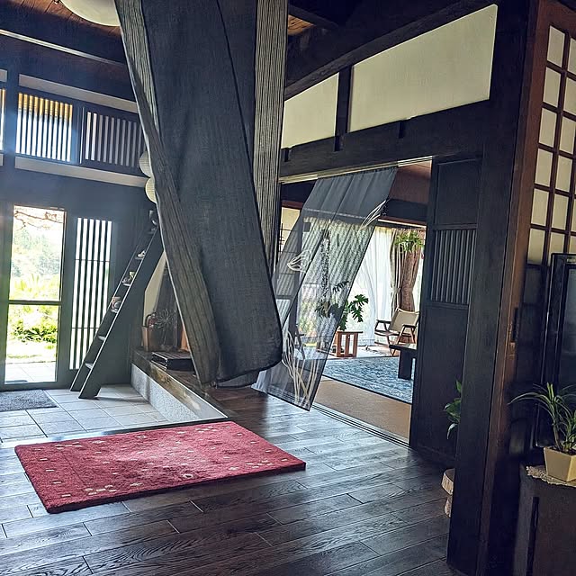 Entrance,木の家,田舎暮らし,日本家屋,観葉植物のある暮らし,のれん,和風玄関,二間続きの和室,縁側,玄関,古民家風 naoの部屋