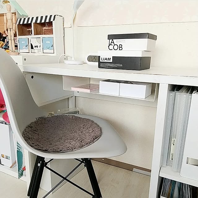 My Desk,RoomClipショッピング,IKEA,女の子の部屋,こどもと暮らす。,towerシリーズ,テーブル下収納ラック タワー,勉強机,プチリメイク,小物収納,ノピア,モノトーンインテリア,子供部屋 yuuの部屋