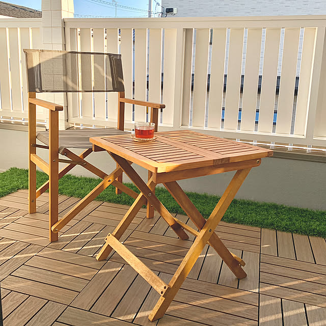 Overview,ウッド,ナチュラル,持ち運びやすい,コンパクト,軽量,折り畳み式,天然木ユーカリ,２階ベランダ,キャリーディレクターチェアー,キャリーサイドテーブル,アウトドアグッズ,癒し,秋,イベント用に再投稿,素敵な連休をお過ごし下さい♪,過去picなのでスルーして下さいね♡,おひさまぽかぽか,株式会社タカショー,折り畳みチェア,折り畳みテーブル koko_hikaの部屋