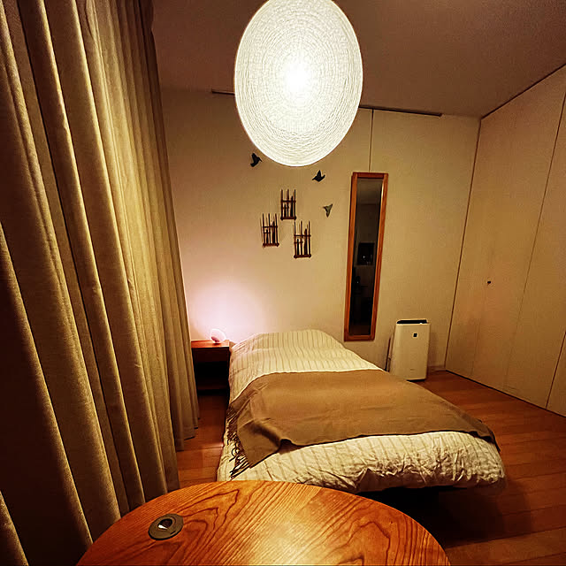 ナチュラル,一人暮らし,8畳1K,照明,無印良品,Bedroom umai-bの部屋