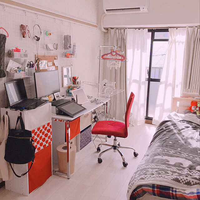 Overview,1K,一人暮らし,ニトリ,セリア,7畳,無印良品 akira009の部屋