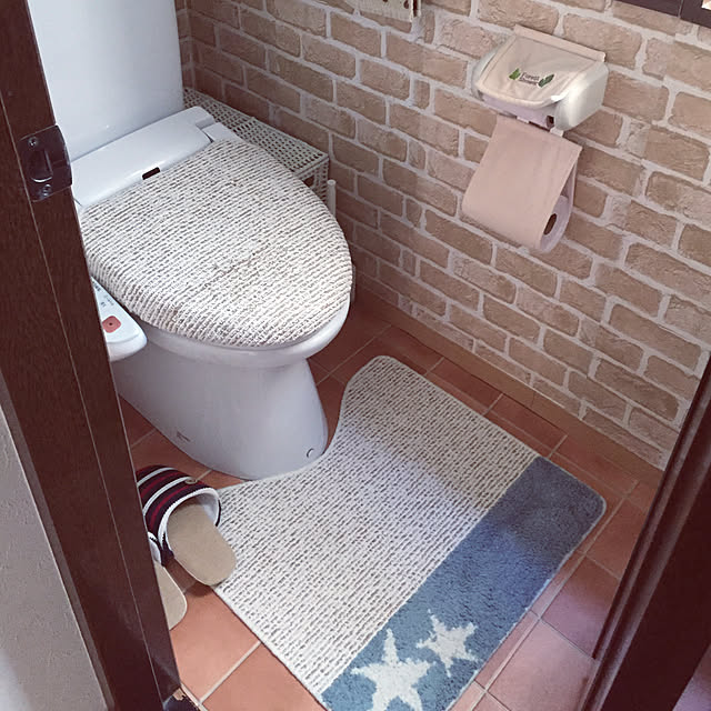 Bathroom,テラコッタ風クッションフロア,セリアレンガシート,トイレカバー,ニトリ miiko3の部屋