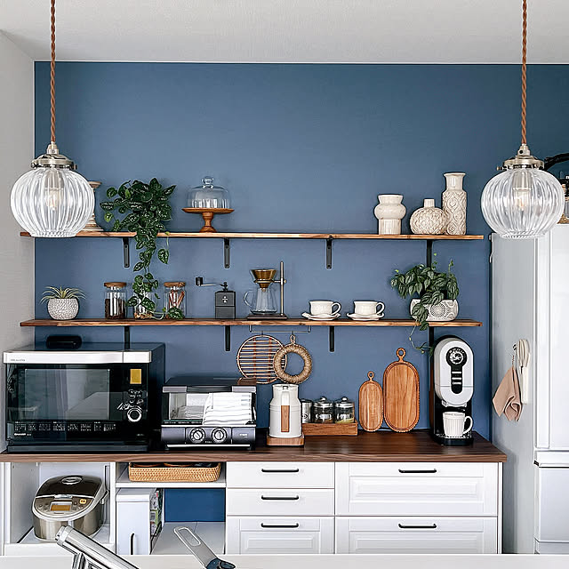 Kitchen,アジア工房,オープン棚,飾り棚DIY,飾り棚,アラジン,コーヒーミル,アラジンコーヒーブリュワー,DIY棚,DIY,キッチン背面,カフェ風インテリア,フォローすごく嬉しいです♡,いいね、いつもありがとうございます♡,いつも見てくださって、感謝です♡,建売住宅,建売住宅でも自分らしく,IKEA cotoriの部屋