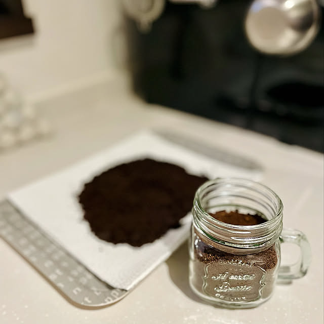 ガラスジャー,コーヒーカス,冷蔵庫の消臭,小さなことからコツコツと,消臭,コーヒーカスの再利用,SDGs,IG⇨yasuyo66,2人暮らし,Kitchen yasuyo66の部屋