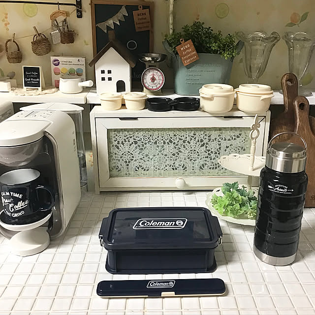 My Desk,コールマン,キッチンカウンター,コーヒーメーカー,DORIP　POD,DIY棚,おうちカフェ,カフェ風インテリア,カフェ風,築15年,LOHACO,ドリップポッド・モニター samanthakitchenの部屋