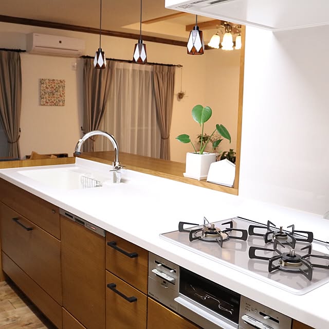Kitchen,オーデリック,リセット完了,ガスコンロ,ウッドワン スイージー,ペンダントライト miomioの部屋