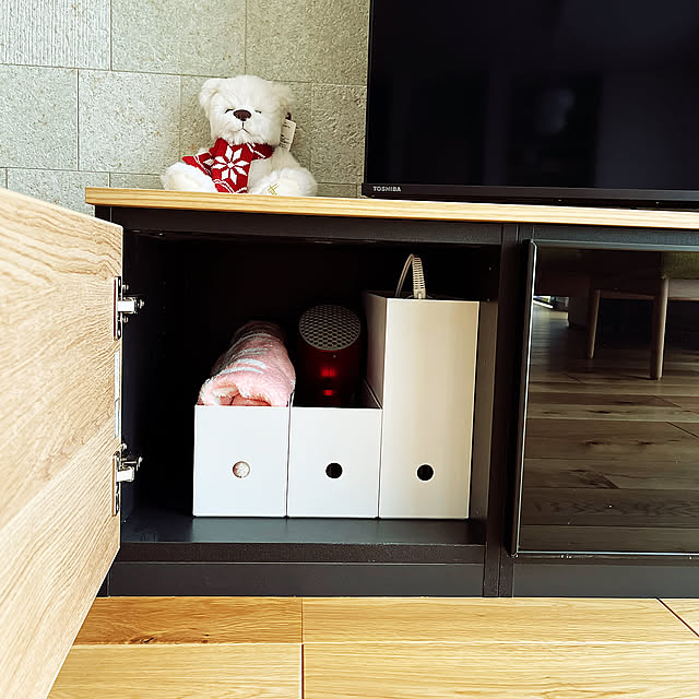 Lounge,ミセルテレビボード,テレビ台収納,収納,ドライヤー収納,新生活,ファイルボックス gudemanaの部屋