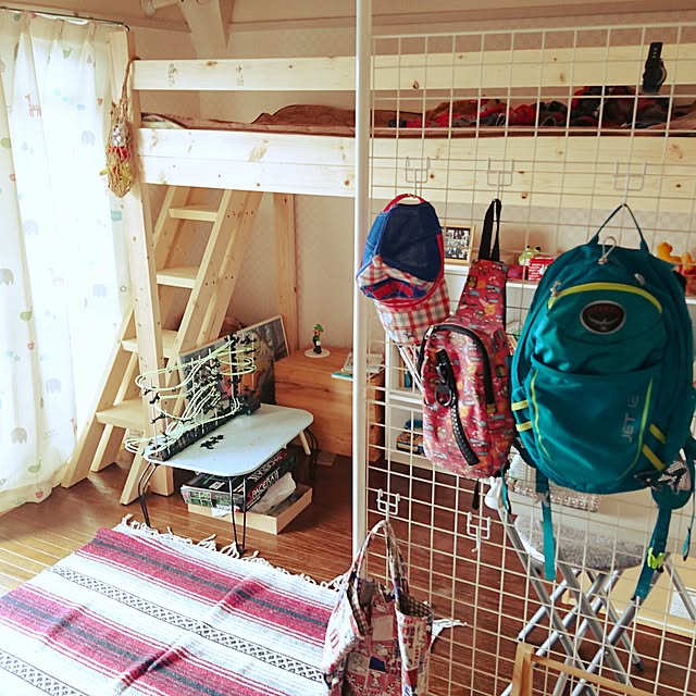 Bedroom,DIY,子供部屋,ロフトベッド,2×4材,ペンドルトンのタオルブランケット michimichi-1112の部屋