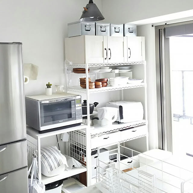 Kitchen,ホワイトインテリア,DIY,無印良品,ニトリ,山善,マンション,natural kitchen & flannel.の部屋