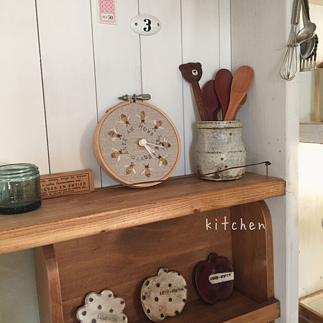 時計,一輪挿しを見せる収納*,豆皿,刺繍枠,イベント参加中,Kitchen kurumichocoの部屋