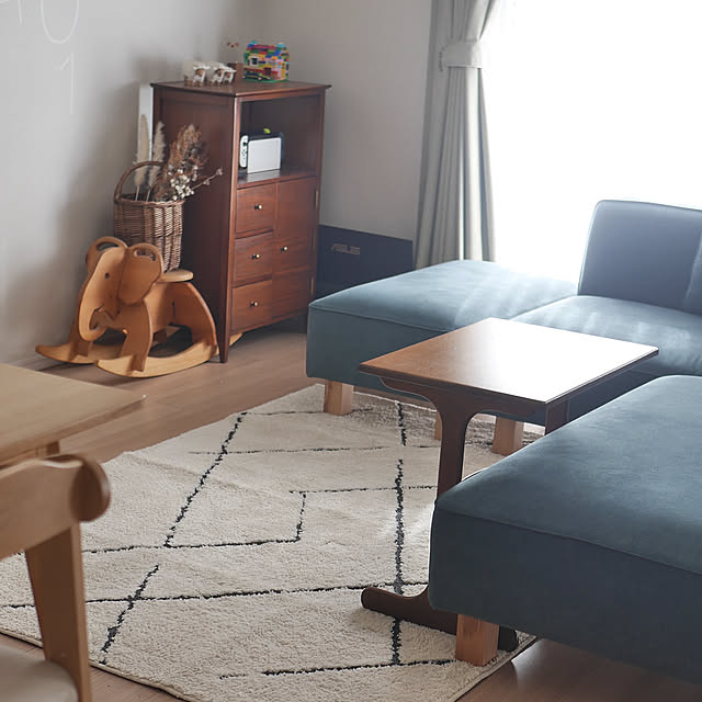 Lounge,ニトリのラグ,ラグ,ニトリ,ナチュラルインテリア,リビングルーム,マンション暮らし,子どものいる暮らし,ナチュラル yuharuの部屋