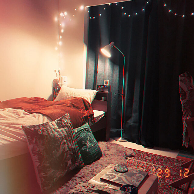 Bedroom,ニトリ,IKEA,カフェ風,照明,一人暮らし,男前,レトロ Ionaの部屋