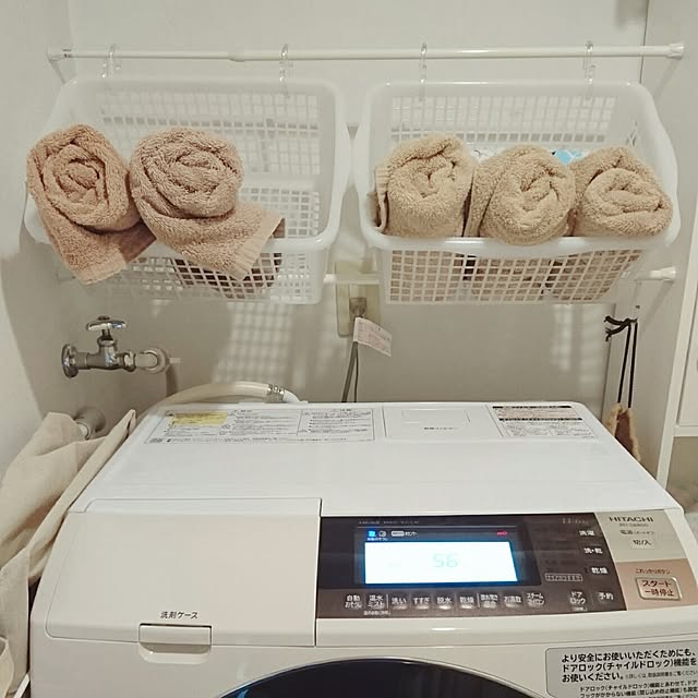 Bathroom,賃貸,CAN DO,収納,洗濯機周り,100均アイテム,つっぱり棒 mayaの部屋