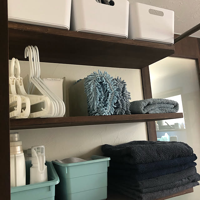 造作棚,洗濯機上の棚,アクリル仕切りスタンド,VARIERA,SOCKERBIT,無印良品,収納ボックス,IKEA,Bathroom usuririの部屋
