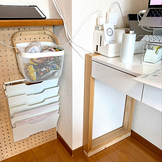 KVISSLE,ホワイト×ウッド,IKEA,机,ワークスペース,ワークデスク,My Desk shirokinaの部屋