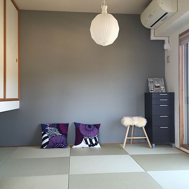 Overview,和室,マリメッコ,クッションカバー 手作り,壁ペイント,シューメーカースツール shihoの部屋
