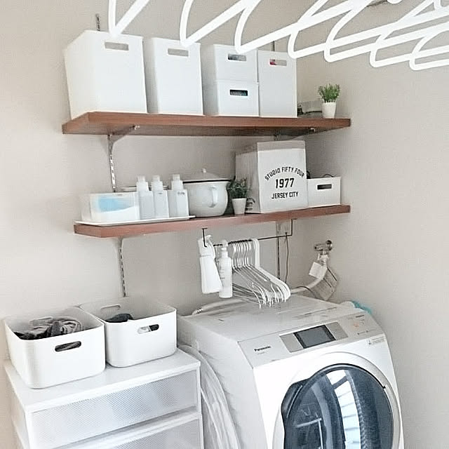 Bathroom,DIY リメイク,収納,無印良品,アルミハンガー,ニトリ,ハンガー,ランドリースペース,ランドリールーム,アイアンバー,セリア,脱衣所 yukoの部屋