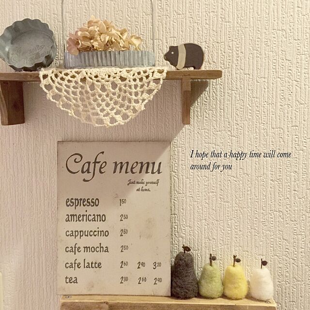 On Walls,プレート,cafe menu,chocolate-cafeさん♡,ハンドメイド,羊毛フェルト,セリア Ronの部屋