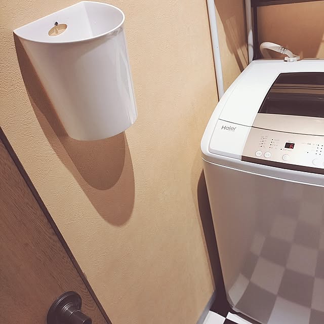 Bathroom,ゴミ箱,ダストボックス,かけられるゴミ箱,中古住宅,築41年,モノトーン,白黒,洗面所,100均 1kanokyonの部屋