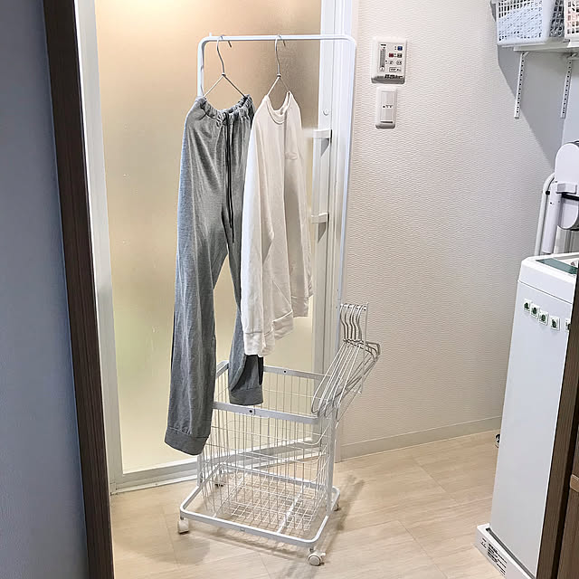 RoomClipショップ,ランドリーハンガーカートセット,山崎実業,ランドリーバスケット,イベント参加,2枚目も見てね,Bathroom,マンション,脱衣所 mi-saの部屋