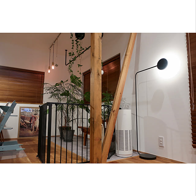 エバーフレッシュ,イッペルリグ,IKEA 照明,こどもと暮らす,リノベーション住宅,戸建リノベーション,無垢フローリング,2階リビング,ストッケ トリップトラップ,ウッドブラインド,モンステラ,ベビーゲート,cado空気清浄機,フロアタイル,On Walls,エジソンバルブ shakusyの部屋
