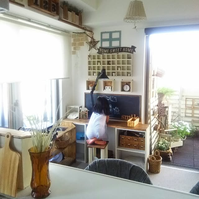 My Desk,カラーボックス DIY,ミーツ,キャンドゥ,セリア,ダイソー,手作り黒板,DIY棚,いなざうるす屋さん,3coios,2016.6.9 flannel.の部屋