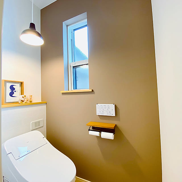 無印良品,ペンダントライト,ペーパーホルダー,タイル調クロス,くすみカラー,TOTO,Bathroom Nekoの部屋