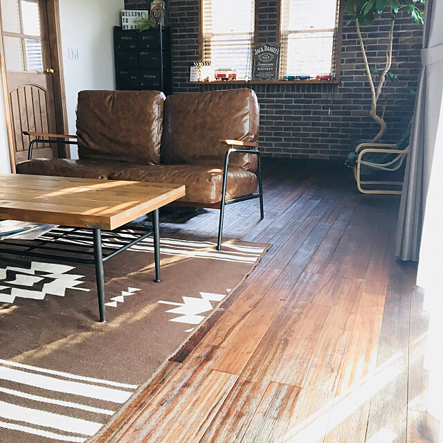 Lounge,無垢の床,無垢材の床,インデュアホーム水戸西,ブルックリン,ブリックタイル,カフェ風インテリアを目指して,ブームス さんの家具 maruの部屋