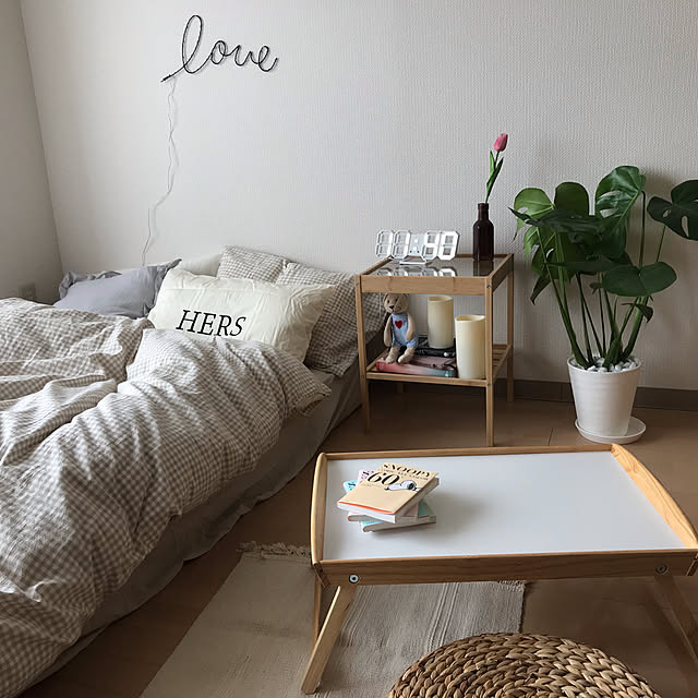 照明,ナチュラル,IKEA,雑貨,一人暮らし,観葉植物,無印良品,ニトリ,Bedroom hiiichanの部屋