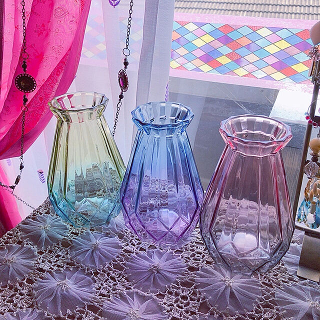 ガラス好き,花瓶好き,カラフル,2色グラデーション,200円商品,ダイソーの花瓶,ダイソー,100均,Lounge y.hの部屋