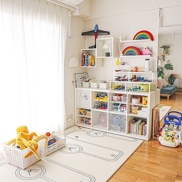 Lounge,おうちをキレイに保つ習慣,IKEA,飾り棚,キッズスペース,キッズスペース (リビング),おもちゃ収納,カラックス,KALLAX misaki.tの部屋