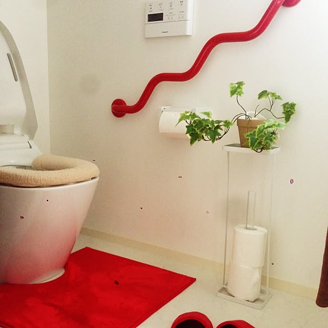 Bathroom,赤,観葉植物,植物,男前 haruの部屋