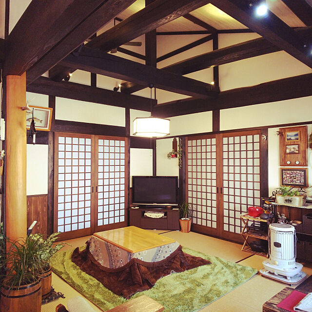 Lounge,築150年以上,日本家屋,田舎暮らし,薪ストーブ,和室,コロナストーブ,田舎の和室,こたつとストーブの部屋 naoの部屋