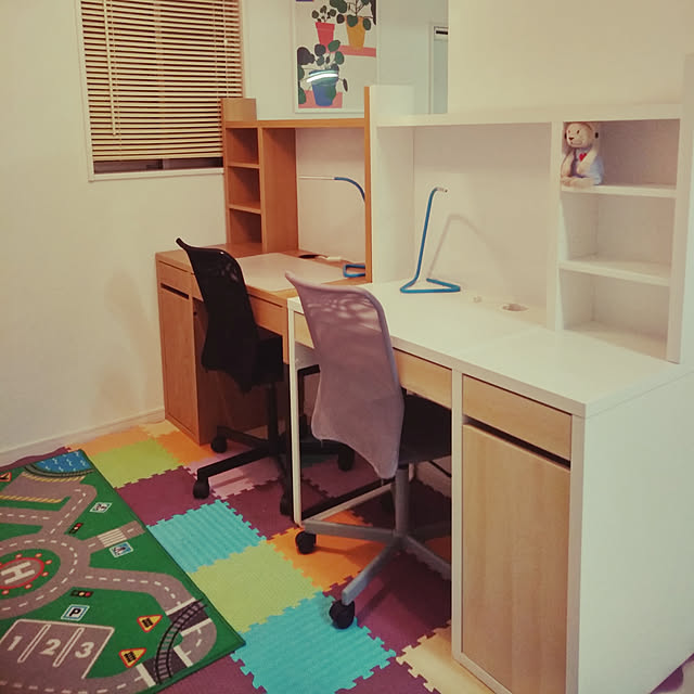 My Desk,IKEA,ミッケ,リビングの一角,ナチュラル,ホワイト,学習机,キッズスペース,子ども部屋作るまで,リビングに学習机,新一年生 k.yの部屋